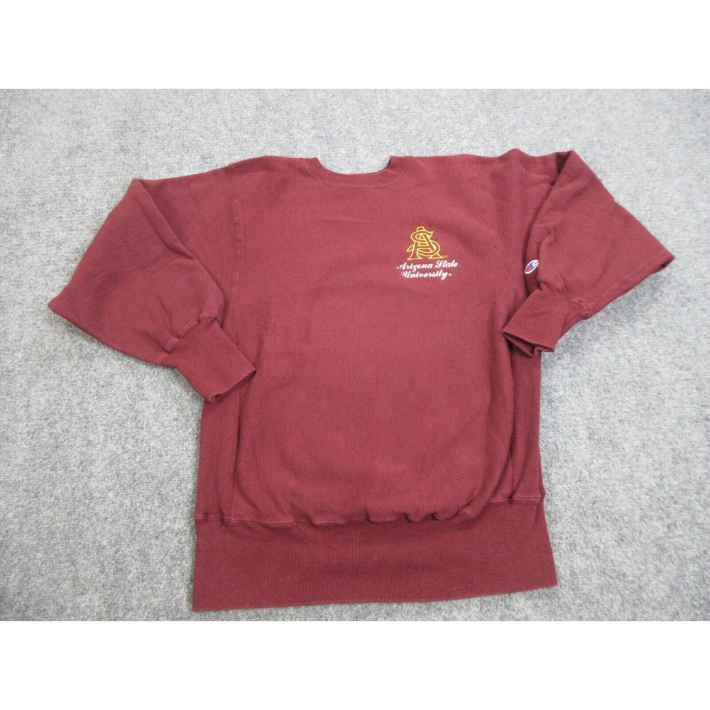 VTG Champion Sweater ASU Arizona State Mens Medium Red‎ Reverse Weave Sweatshirt